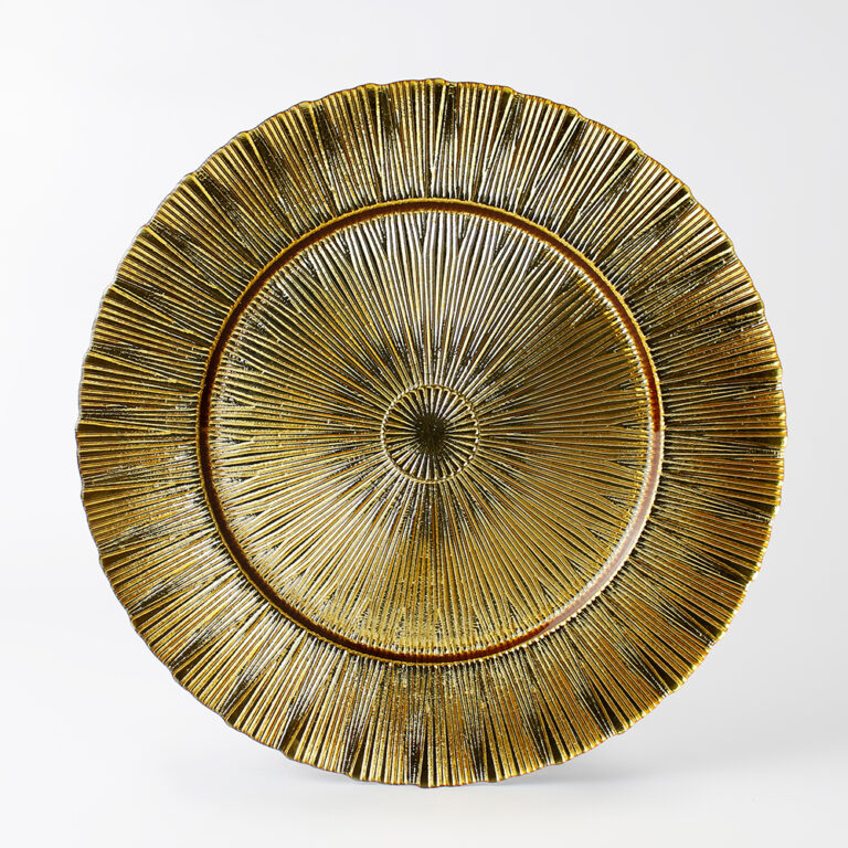 Plato Base Vidrio Nápoles Dorado Frente