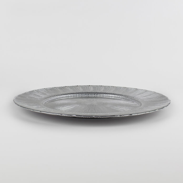 Plato Base Vidrio Nápoles Plateado Acostado