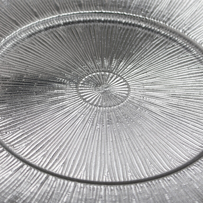 Plato Base Vidrio Nápoles Plateado Detalle