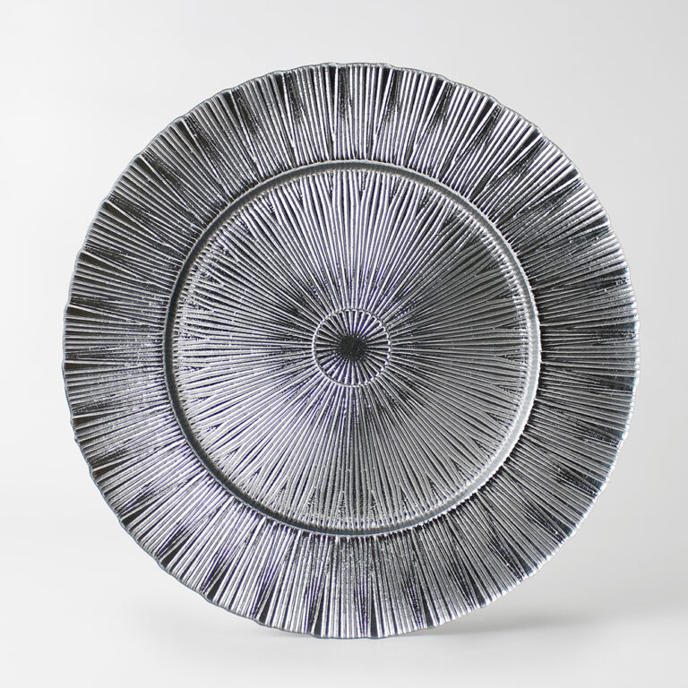 Plato Base Vidrio Nápoles Plateado Frente