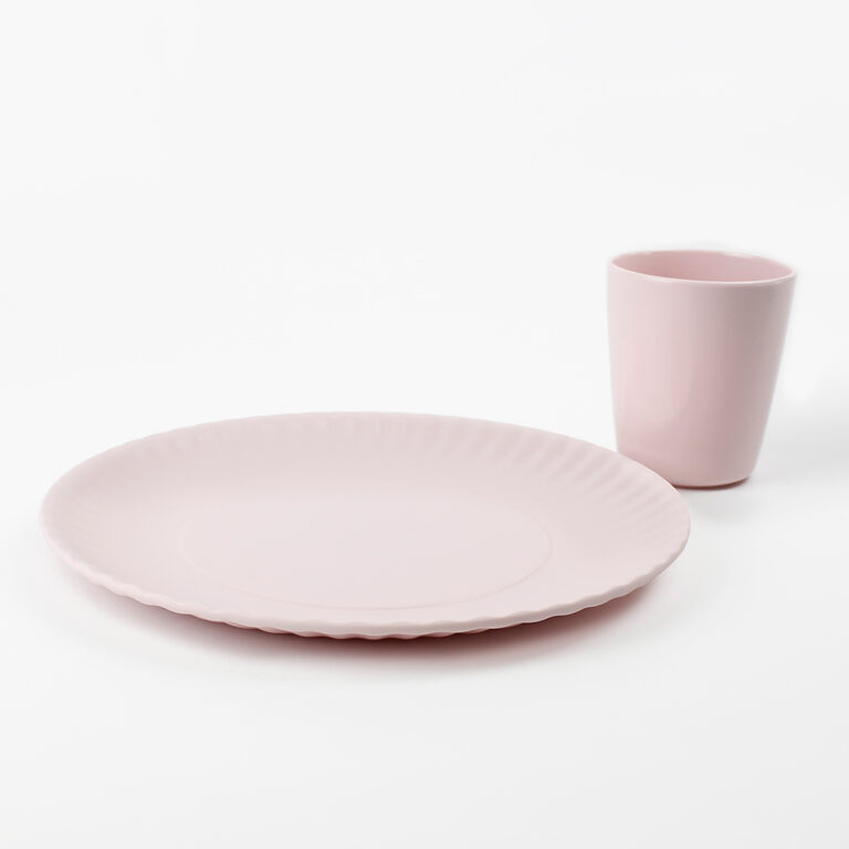 Plato Candy Rosa Acostado con Vaso