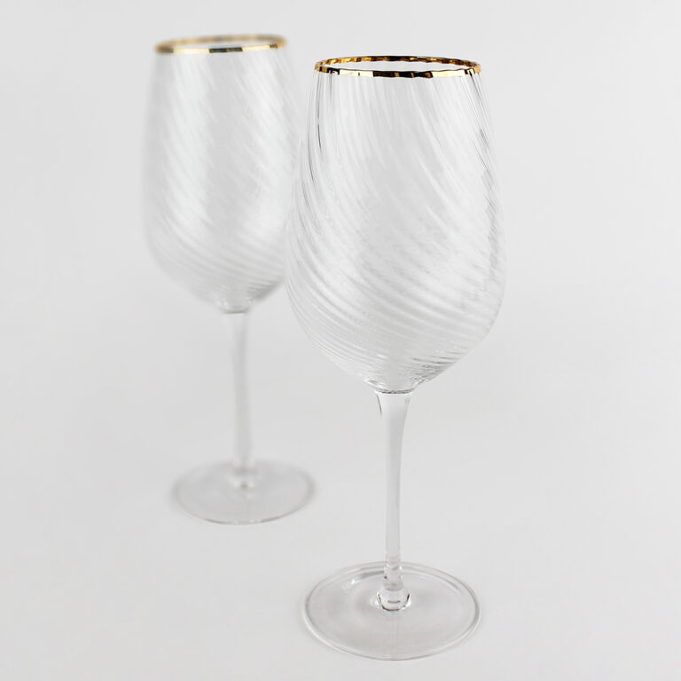Copa de Vidrio Soplado Cannes Filo Dorado Par