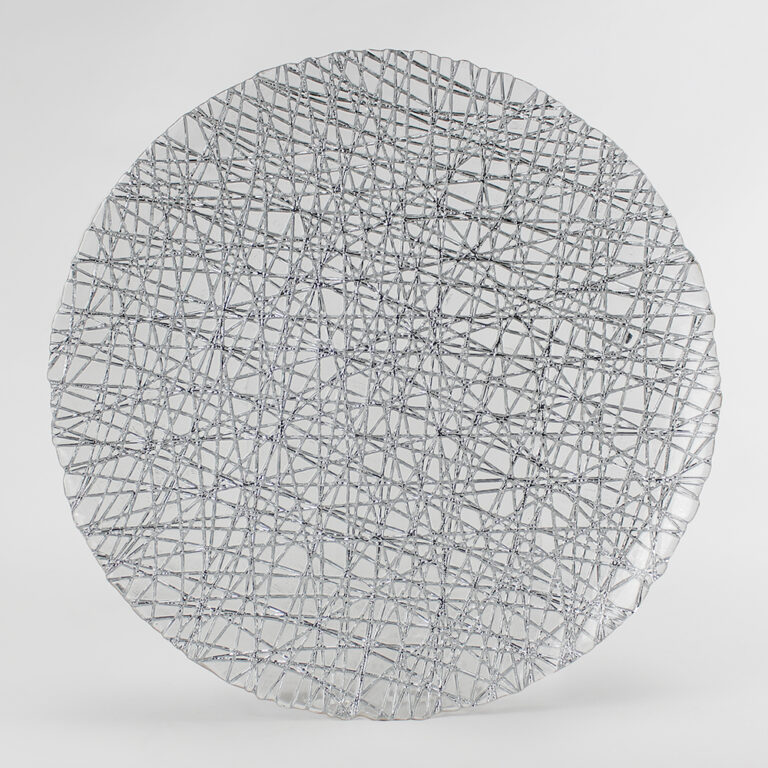 Plato Base de Vidrio Turín Plateado Frente