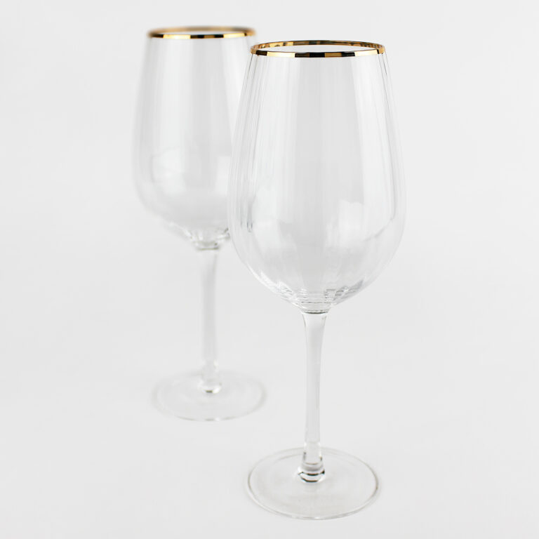 Copa de Vidrio Soplado Niza Filo Dorado Par